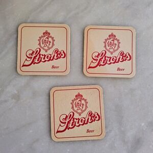 Vintage Stroh's Beer Coasters Set of 3 Barware Advertising‎ Collectible